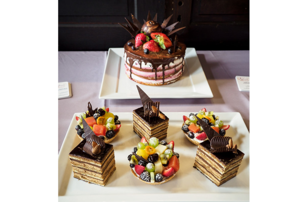 Several cakes on serving platter